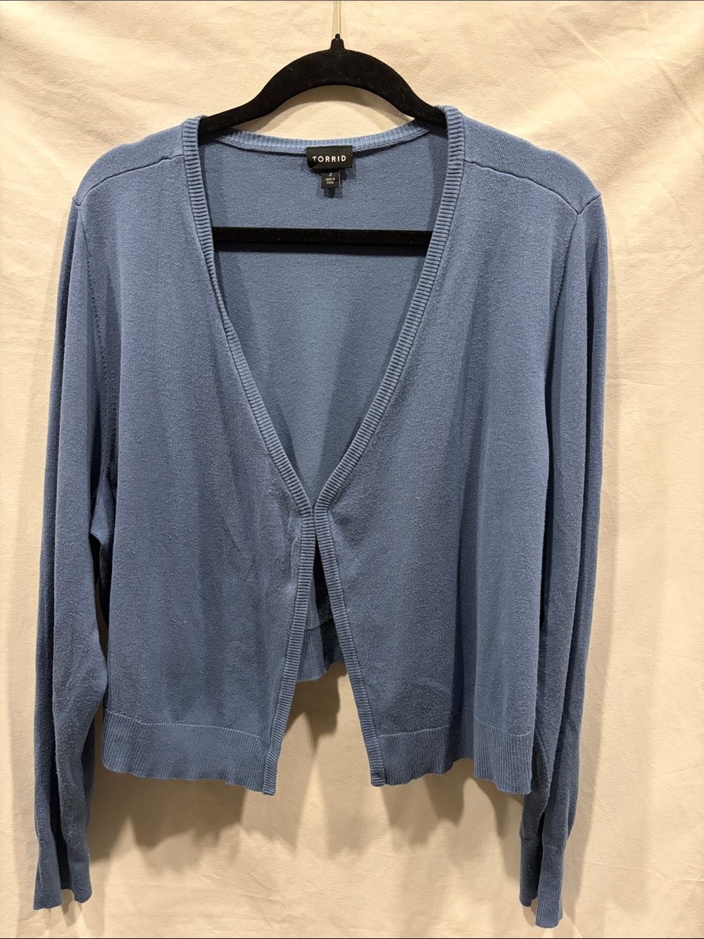Torrid Dusty Blue Cropped Open-Front V-Neck Cardigan Sweater